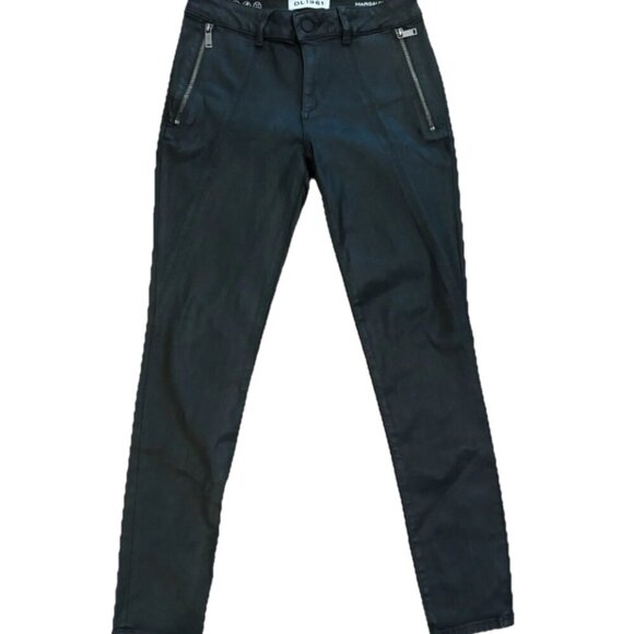 DL 1961 Women's 26" Dark Green Margaux Instasculpt Ankle Skinny Coated Jeans - Picture 5 of 5